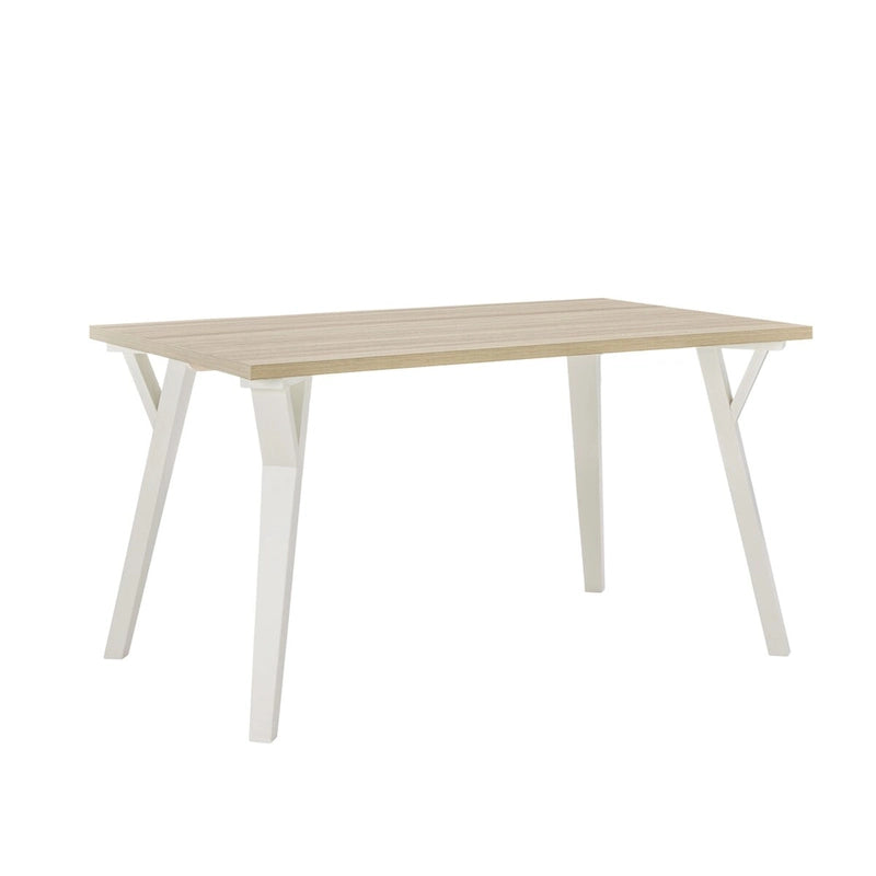 Ensemble de salle à manger 7 pièces Roundhill Alwynn en bois blanc et naturel, table de salle à manger avec 6 chaises Windsor