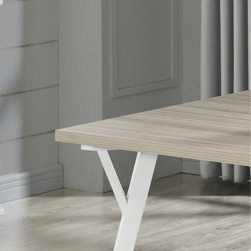 Ensemble de salle à manger 7 pièces Roundhill Alwynn en bois blanc et naturel, table de salle à manger avec 6 chaises Windsor