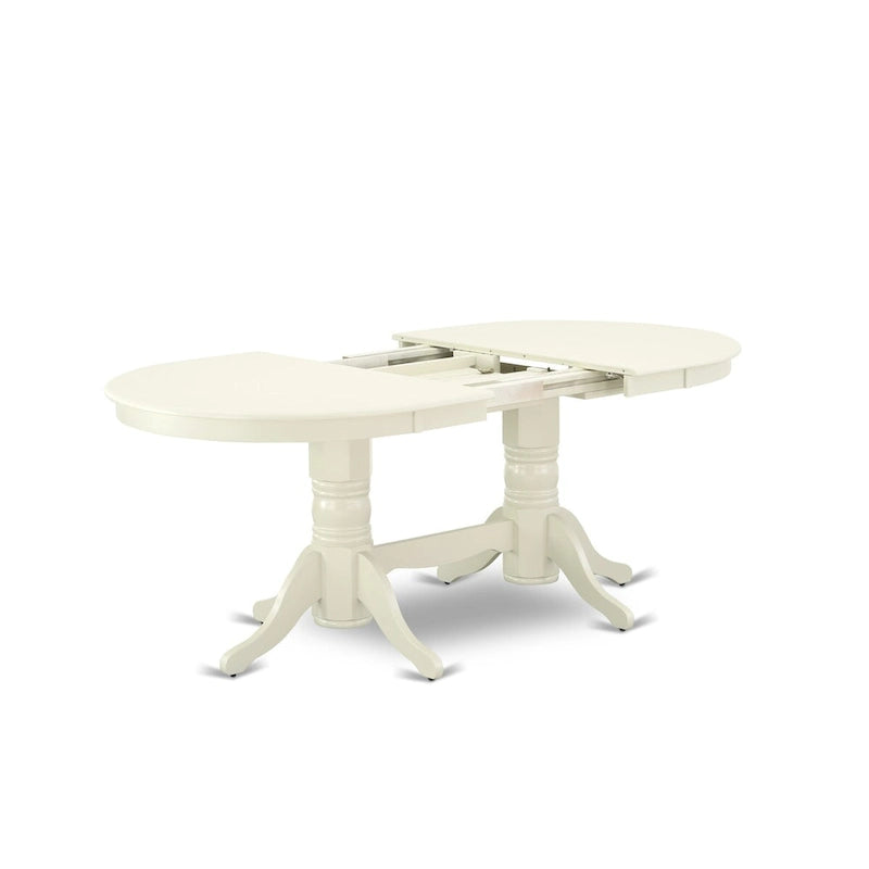 East West Furniture Ensemble de salle à manger 9 pièces – une table à manger ovale et 8 chaises Parson en tissu de lin crème, blanc lin