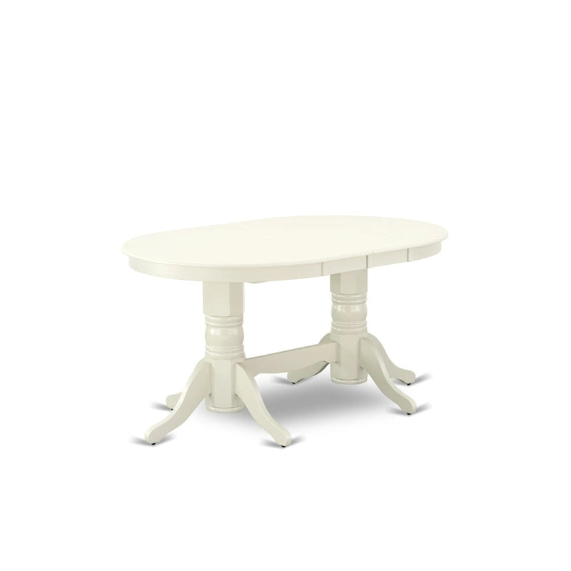 East West Furniture Ensemble de salle à manger 9 pièces – une table à manger ovale et 8 chaises Parson en tissu de lin crème, blanc lin