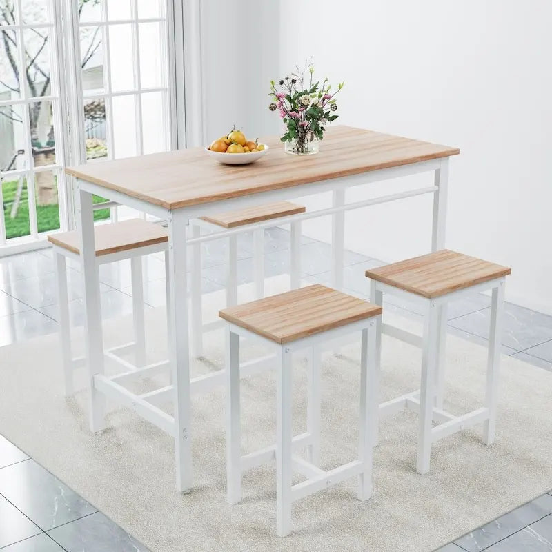 Ensemble de table de bar 5 pièces : table de cuisine moderne et quatre tabourets de bar