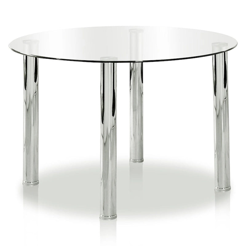Ensemble de salle à manger 5 pièces contemporain Donnabella de Furniture of America avec table ronde à plateau en verre