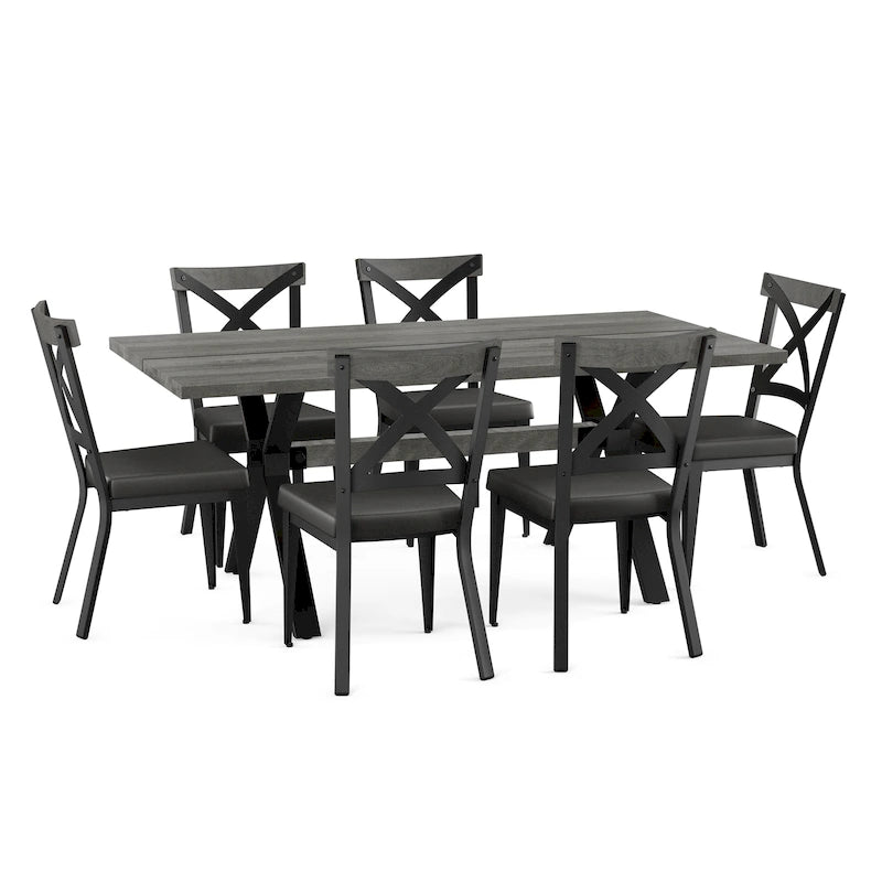 Ensemble de salle à manger 7 pièces Amisco Leonie avec table en bois et chaises Snyder