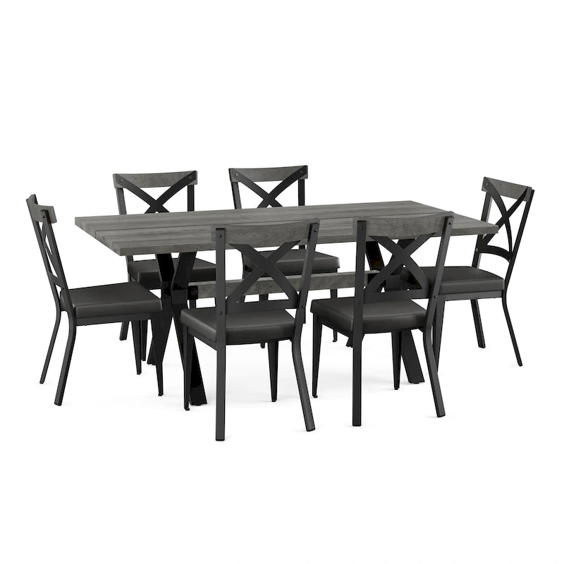Ensemble de salle à manger 7 pièces Amisco Leonie avec table en bois et chaises Snyder