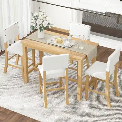 5-Piece Counter Height Dining Set with Table and 4 Chairs