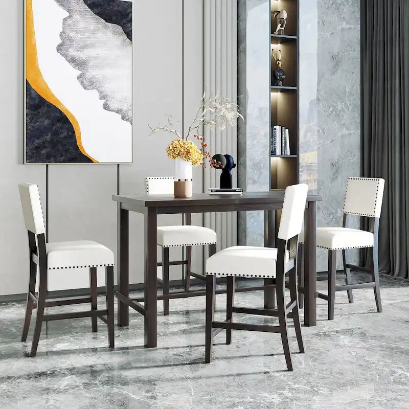 Ensemble de salle à manger 5 pièces hauteur comptoir avec table et 4 chaises