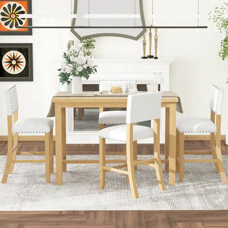 Ensemble de salle à manger 5 pièces hauteur comptoir avec table et 4 chaises