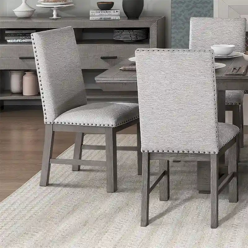 Ensemble de salle à manger 7 pièces avec table à rallonge et 6 chaises rembourrées