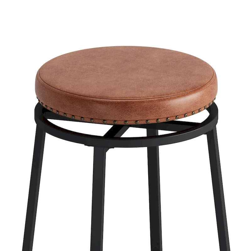 Ensemble table de bar de cuisine avec tabourets ronds en similicuir