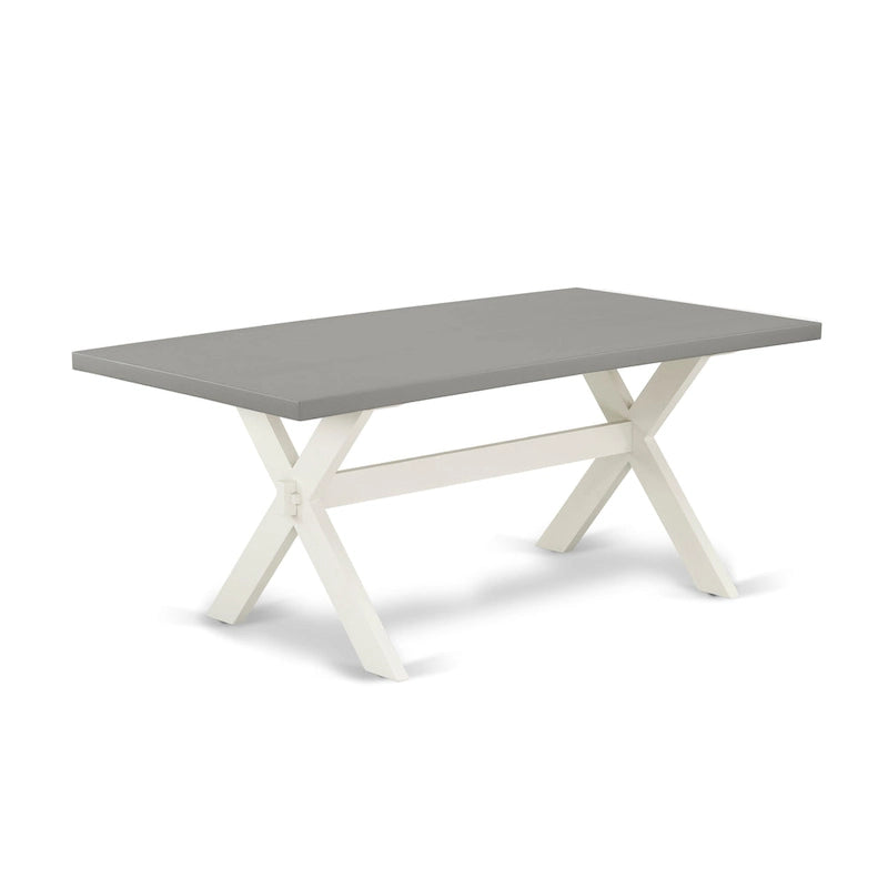 Ensemble de salle à manger East West Furniture - une table de salle à manger et des chaises Parsons en tissu de lin gris, blanc cassé (options de pièces)