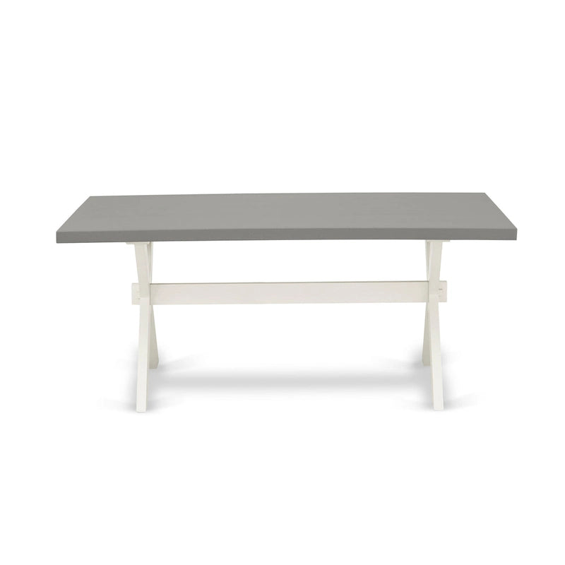 Ensemble de salle à manger East West Furniture - une table de salle à manger et des chaises Parsons en tissu de lin gris, blanc cassé (options de pièces)