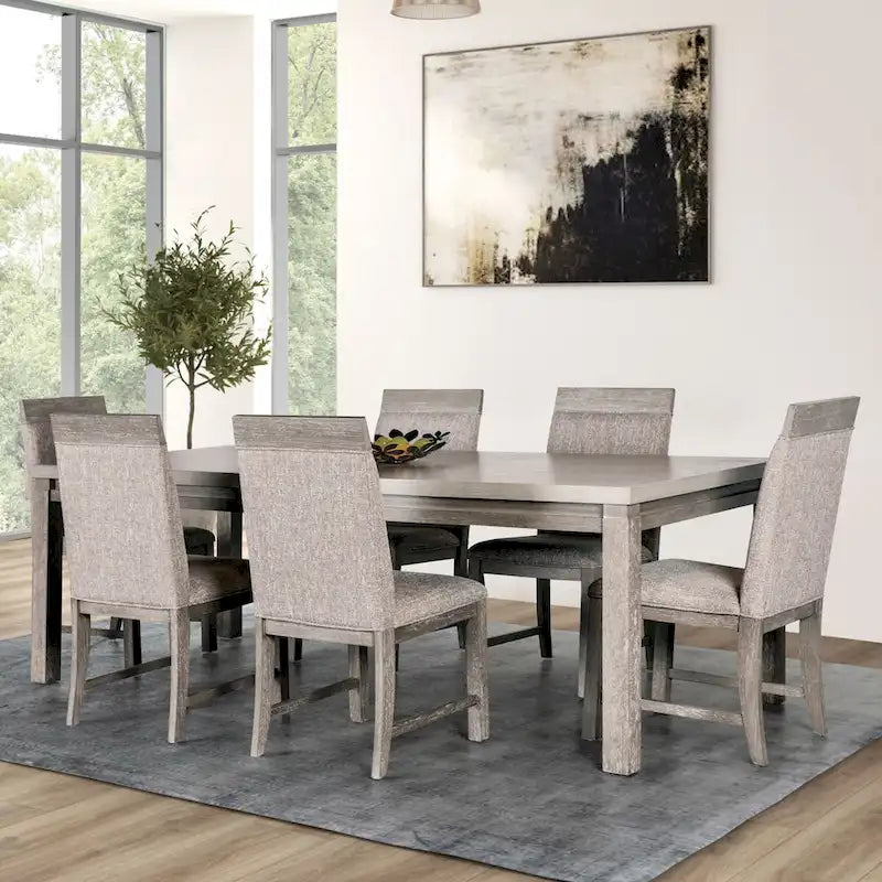 Furniture of America Cruz Transitional Grey 7-Piece Expandable Dining Table Set
