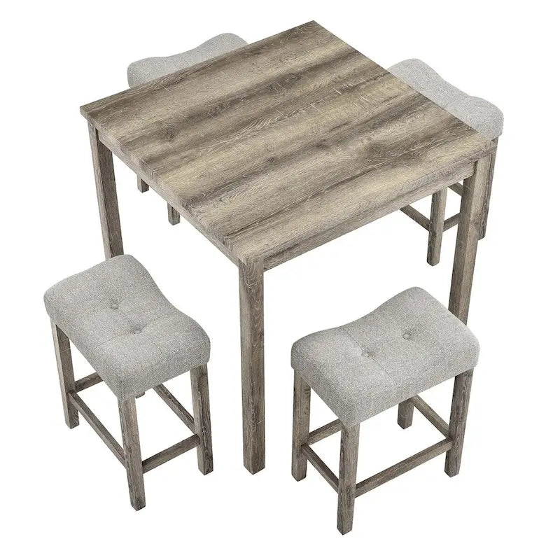 Ensemble de salle à manger 5 pièces, table carrée en bois et 4 chaises rembourrées