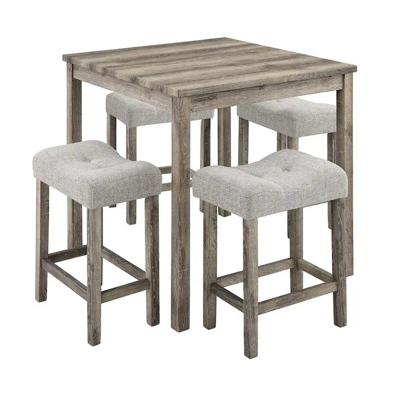 Ensemble de salle à manger 5 pièces, table carrée en bois et 4 chaises rembourrées
