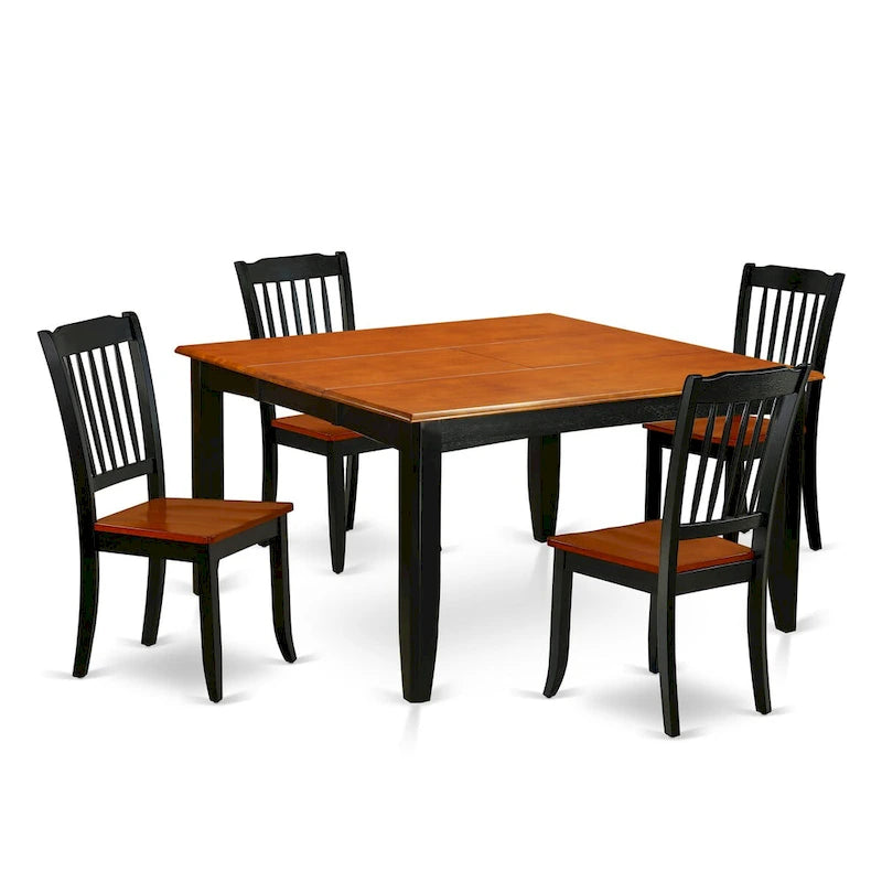 Ensemble de salle à manger East West Furniture comprenant une table de salle à manger carrée avec rallonge papillon et des chaises de salle à manger (options de pièces)
