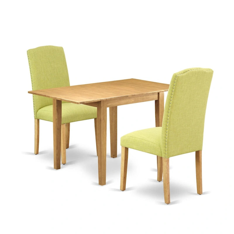 East West Furniture - Ensemble de salle à manger - Une table à manger rectangulaire et des chaises en tissu Limelight Linen, Chêne (Option de pièces)