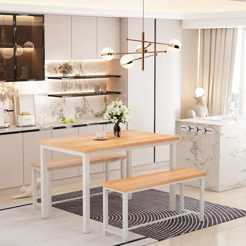 Ensemble table et banc de salle à manger, ensemble de 3 meubles de salle à manger, ensemble table de cuisine pour cuisine, salle à manger, salon
