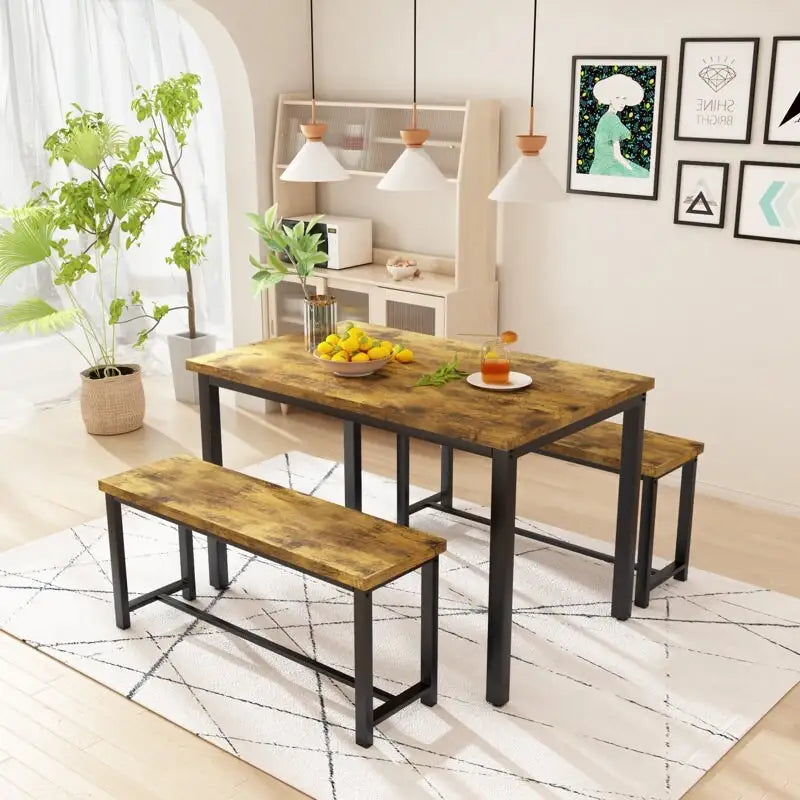 Ensemble table et banc de salle à manger, ensemble de 3 meubles de salle à manger, ensemble table de cuisine pour cuisine, salle à manger, salon