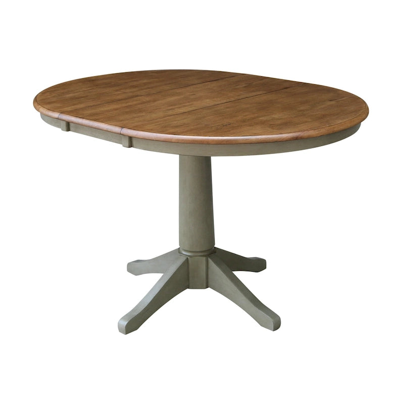 Table de salle à manger extensible ronde de 36 po avec 2 chaises à dossier en X - Ensemble de 3 pièces