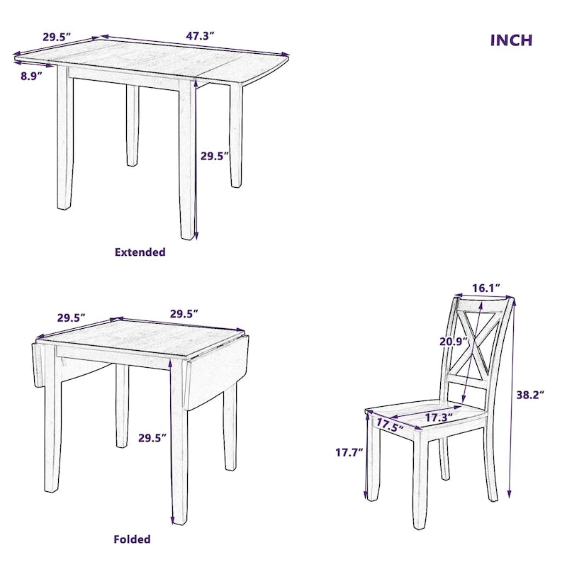 Ensemble de table à manger d'angle Merax 3 pièces avec plateau rabattable en bois
