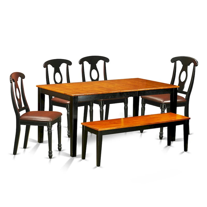 Ensemble de salle à manger East West Furniture comprenant une table rectangulaire et des chaises de salle à manger avec un banc (options de type de siège de chaise)