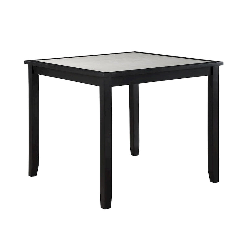 Ensemble table et 4 chaises de salle à manger hauteur comptoir Nick, noir, blanc