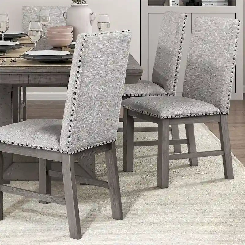 Ensemble de salle à manger 9 pièces avec table à rallonge et 8 chaises rembourrées