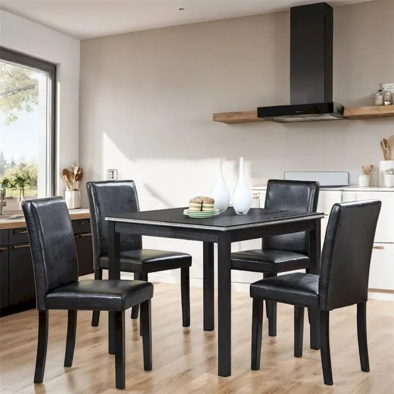 Ensemble table de salle à manger et 4 chaises hautes en bois