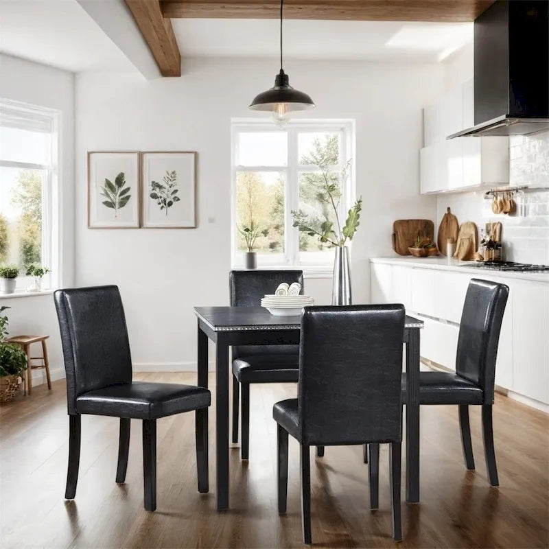 5-piece Wood Dining Counter Height Table and Chair Set