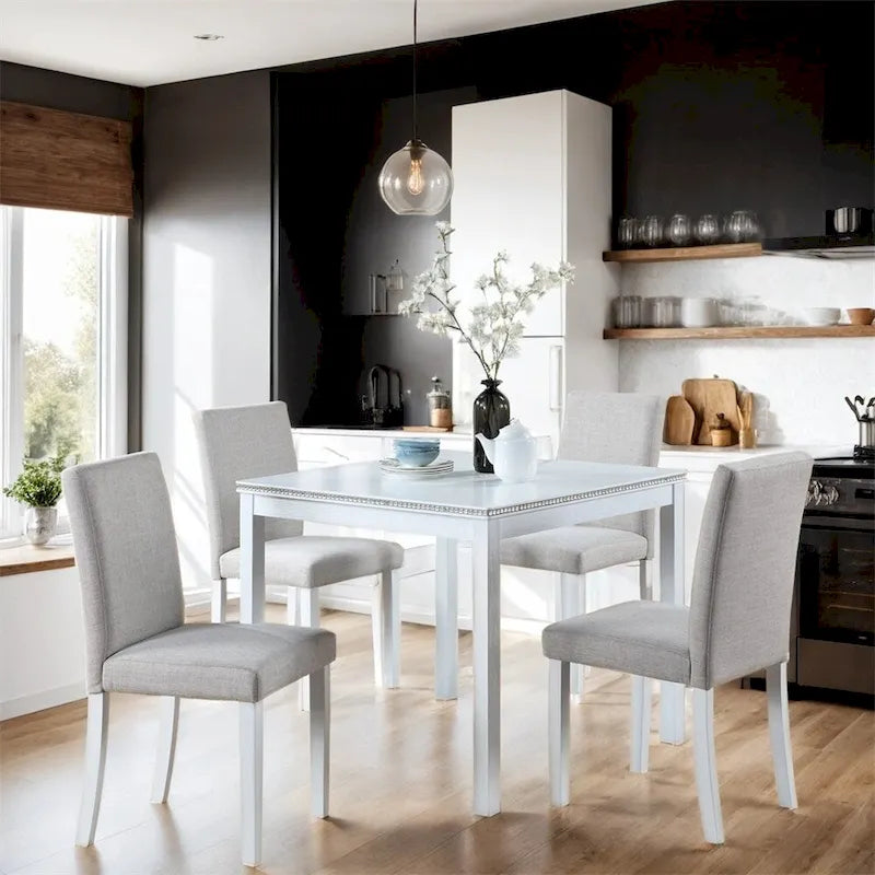 Ensemble table de salle à manger et 4 chaises hautes en bois