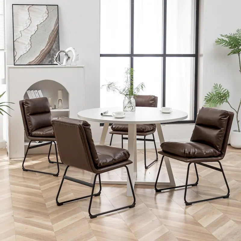 Ensemble de salle à manger rond 5 pièces Roundhill Innes, table à tréteaux avec 4 chaises