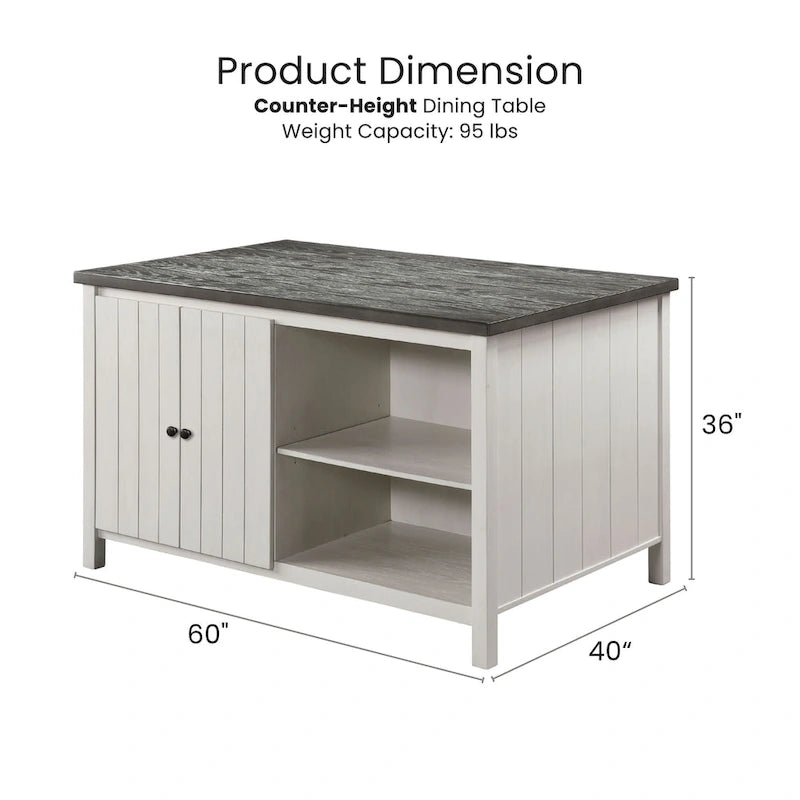 Ensemble de salle à manger Hanto 7 pièces en bois massif blanc de hauteur comptoir par Furniture of America