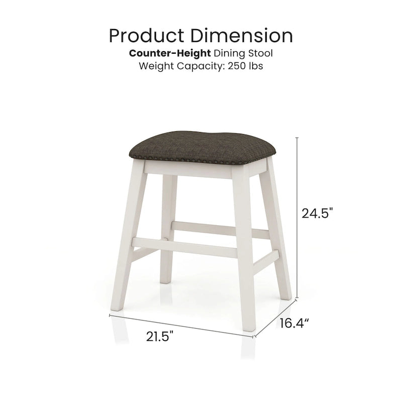 Ensemble de salle à manger Hanto 7 pièces en bois massif blanc de hauteur comptoir par Furniture of America