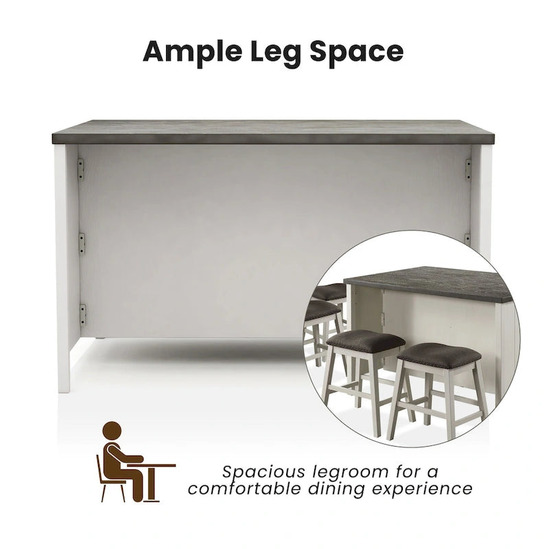 Ensemble de salle à manger Hanto 7 pièces en bois massif blanc de hauteur comptoir par Furniture of America