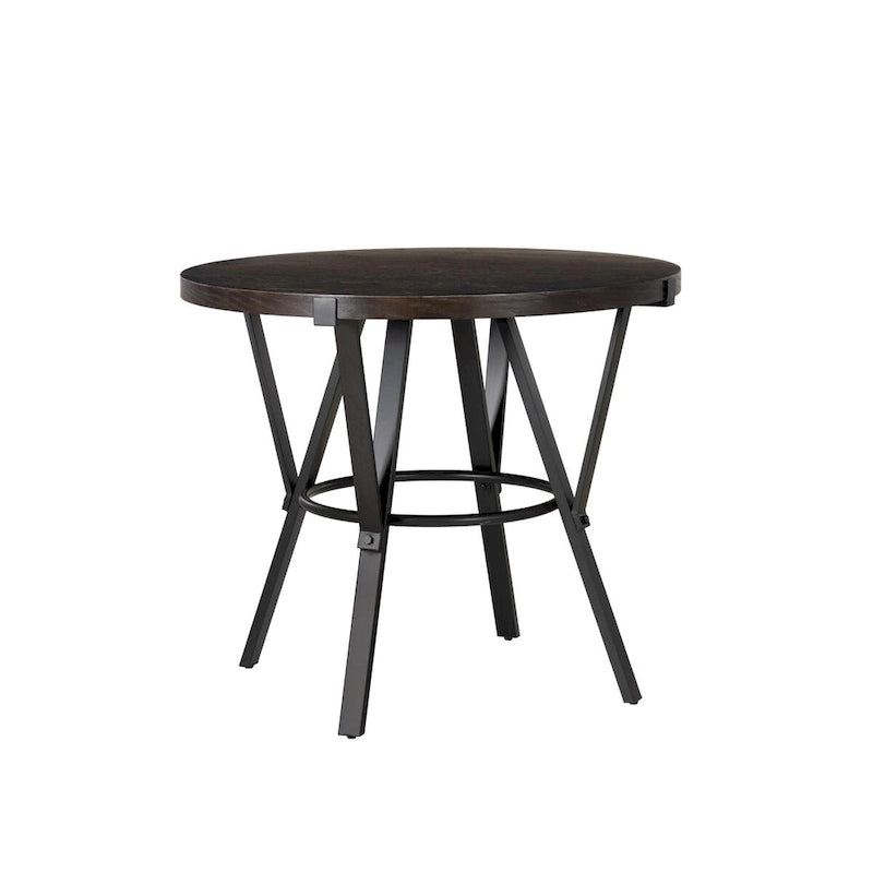 Ensemble de salle à manger 5 pièces Cassidy en bois charbon de bois, hauteur comptoir, avec 4 tabourets