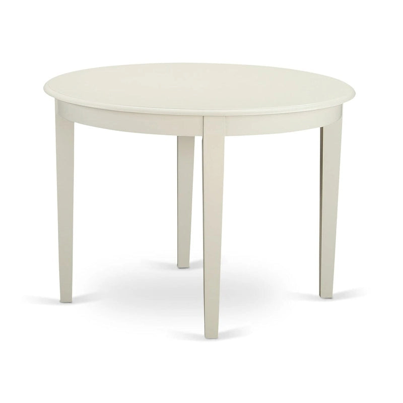East West Furniture Ensemble de salle à manger - une table de cuisine et des chaises Parson en tissu de lin bleu layette, blanc cassé (options de pièces)