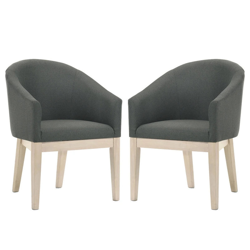 Ensemble table et 2 chaises de salle à manger Yuvi, rond, siège baquet, marron, gris