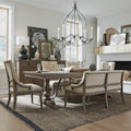 Americana Farmhouse Dusty Taupe Trestle Table Set with Dining Chairs Various Options