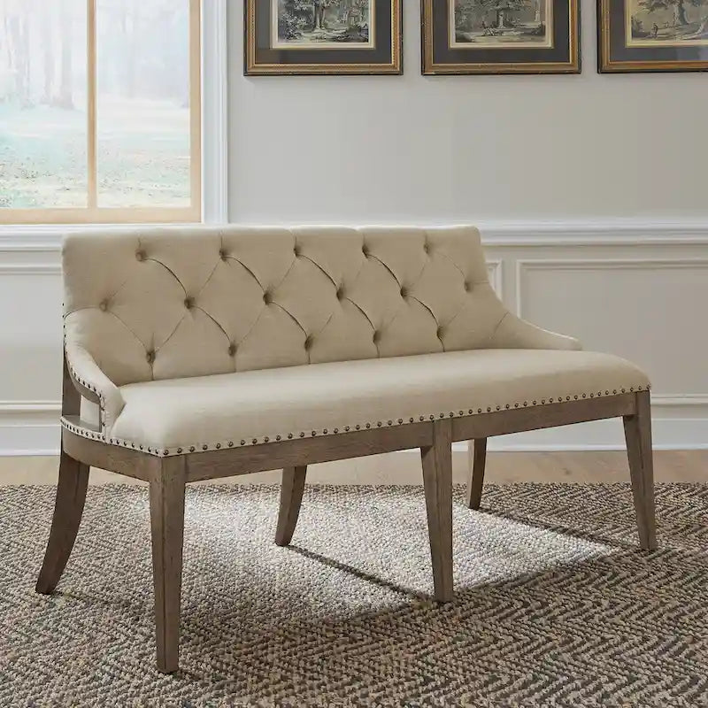 Ensemble table de salle à manger et chaises de ferme Americana, taupe clair, avec piédestal, plusieurs options disponibles