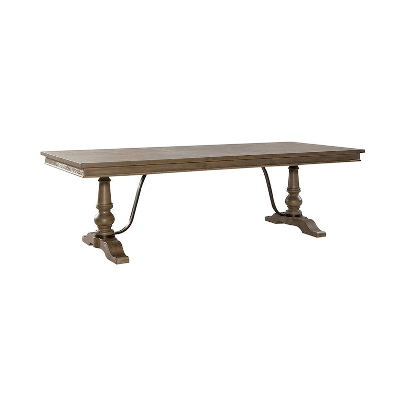 Ensemble table de salle à manger et chaises de ferme Americana, taupe clair, avec piédestal, plusieurs options disponibles