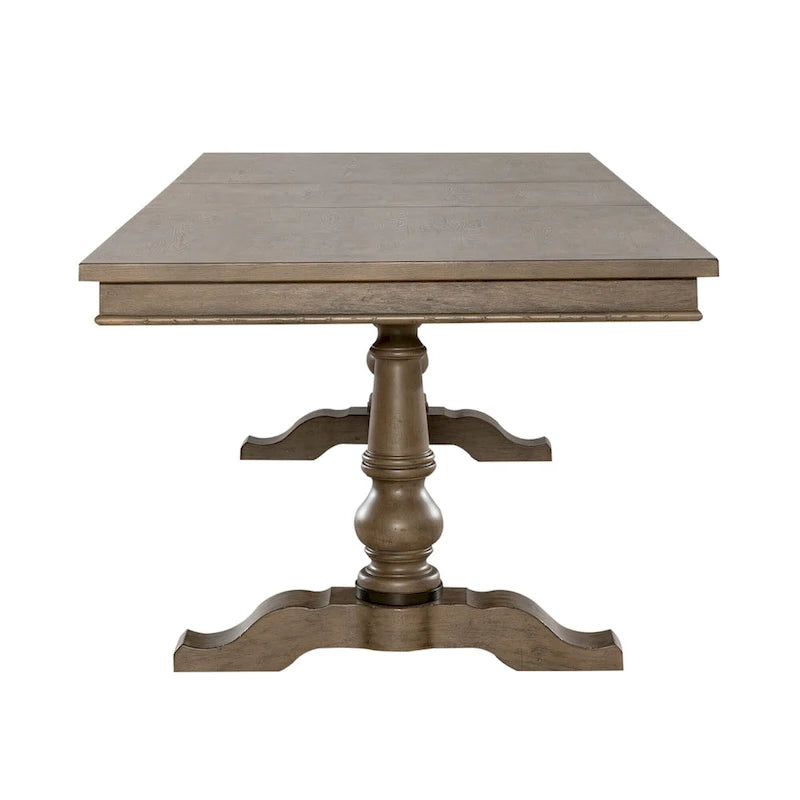 Ensemble table de salle à manger et chaises de ferme Americana, taupe clair, avec piédestal, plusieurs options disponibles
