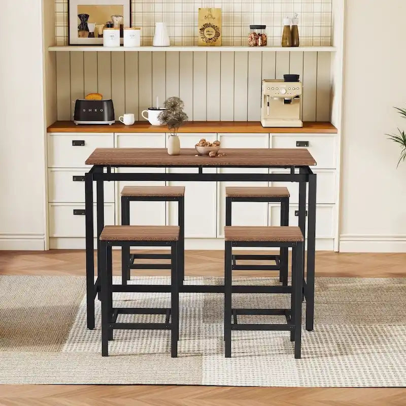 Ensemble de bar compact moderne en chêne 5 pièces
