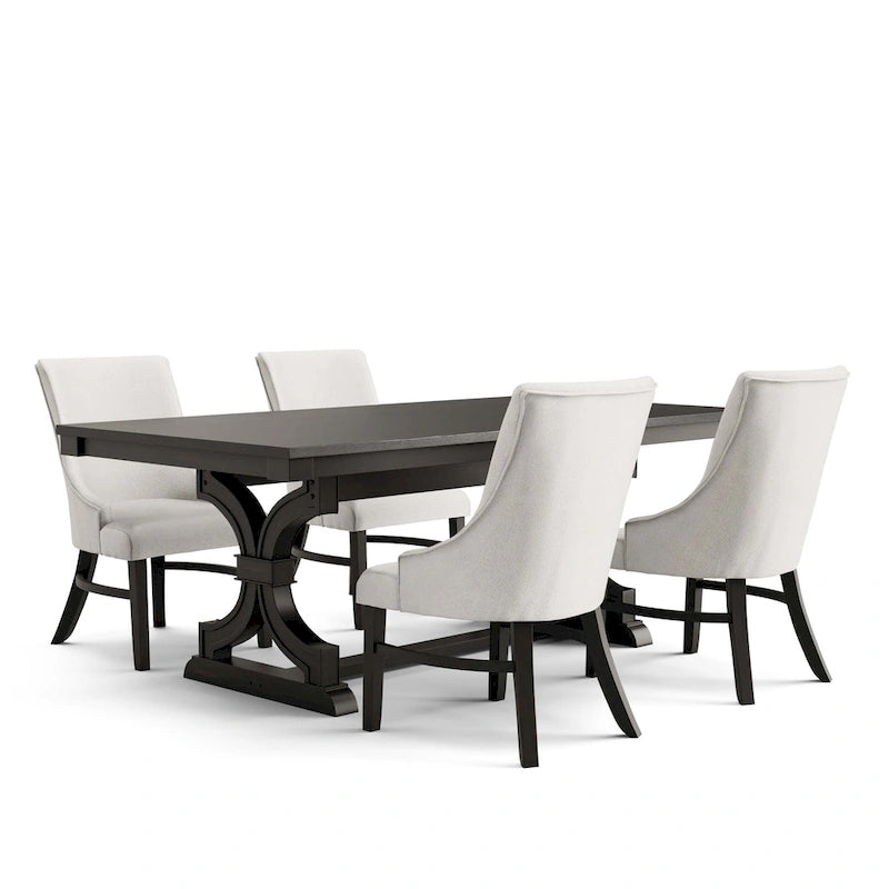 Ensemble de salle à manger 5 pièces en bois noir Kieran Farmhouse de Furniture of America
