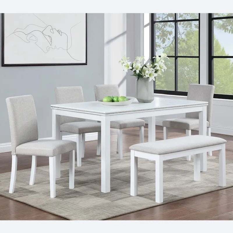 6-Piece Solid Wood Dining Table Set