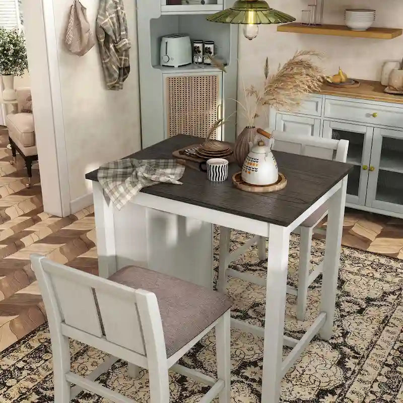 Ensemble de salle à manger 3 pièces à hauteur de comptoir Vesper de Furniture of America avec étagères