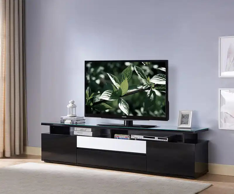 78 Modern TV Stand with Storage and Cable Management for TVs up to 85 - Black