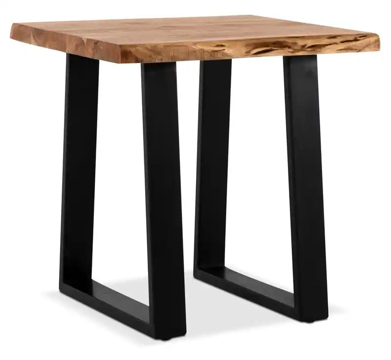 Agra 24 Rustic End Table - Brown and Black with Iron Legs