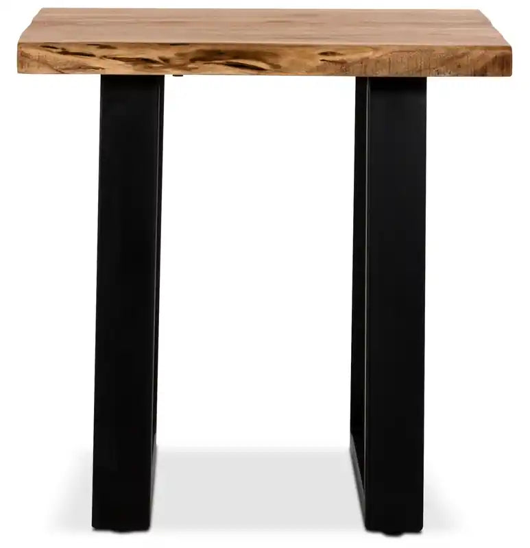 Agra 24 Rustic End Table - Brown and Black with Iron Legs