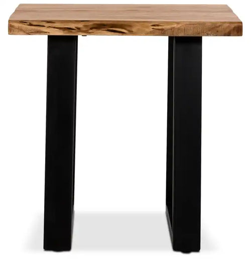 24 Rustic End Table - Brown and Black with Iron Legs