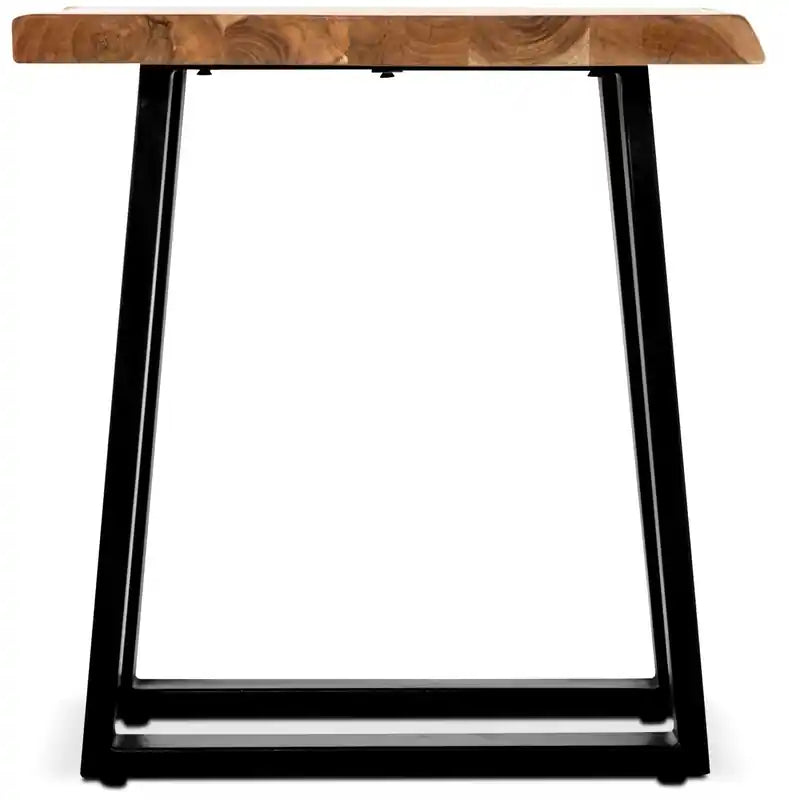 Agra 24 Rustic End Table - Brown and Black with Iron Legs
